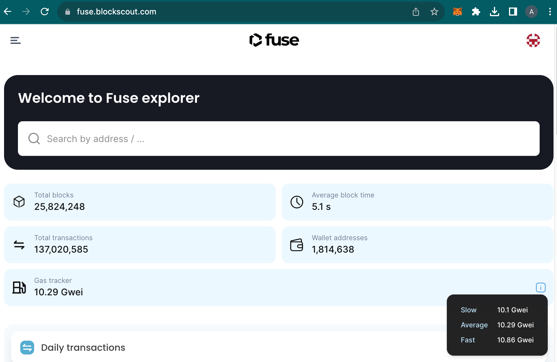 Block explorer for the Fuse Network