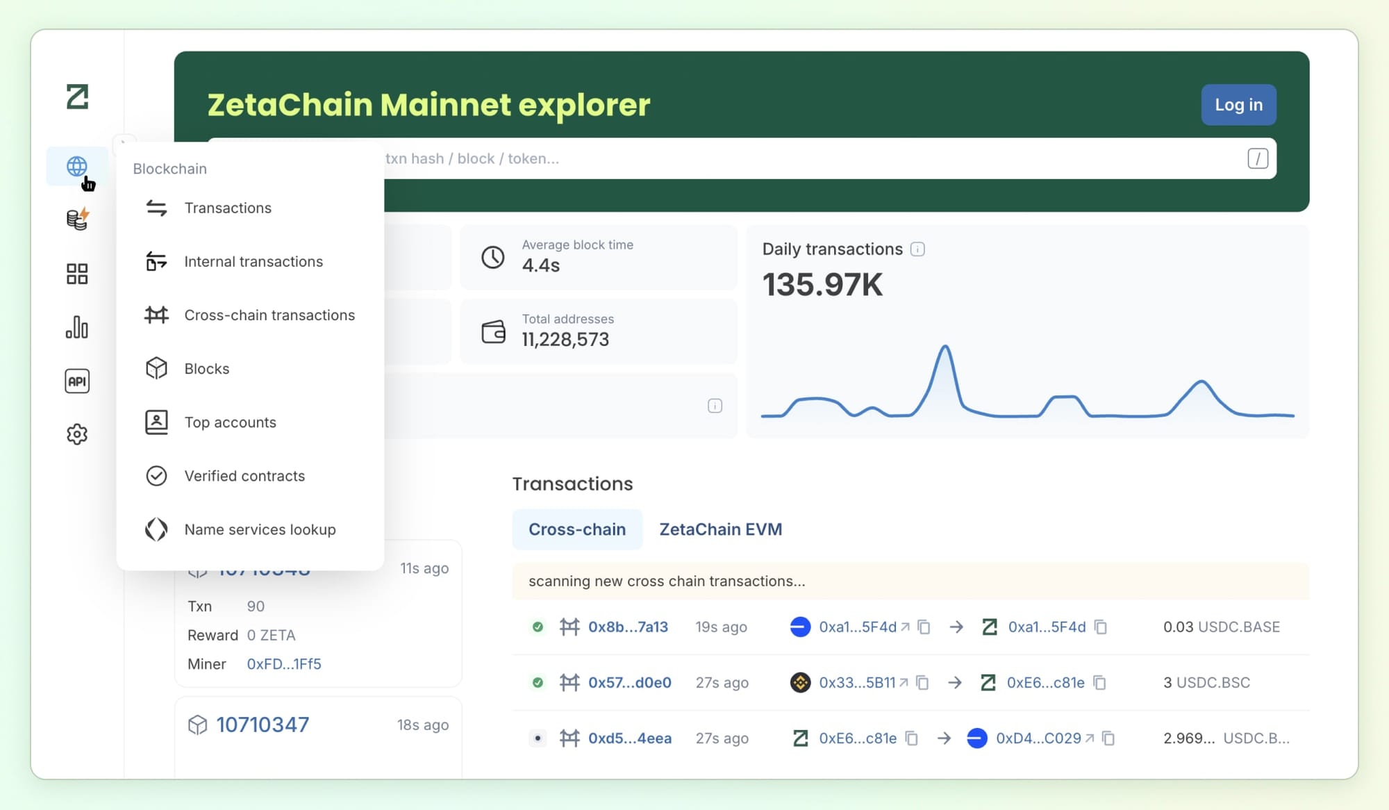 zetachain block explorer universal blockchain Bitcoin Ethereum Solana TON EVM universal apps