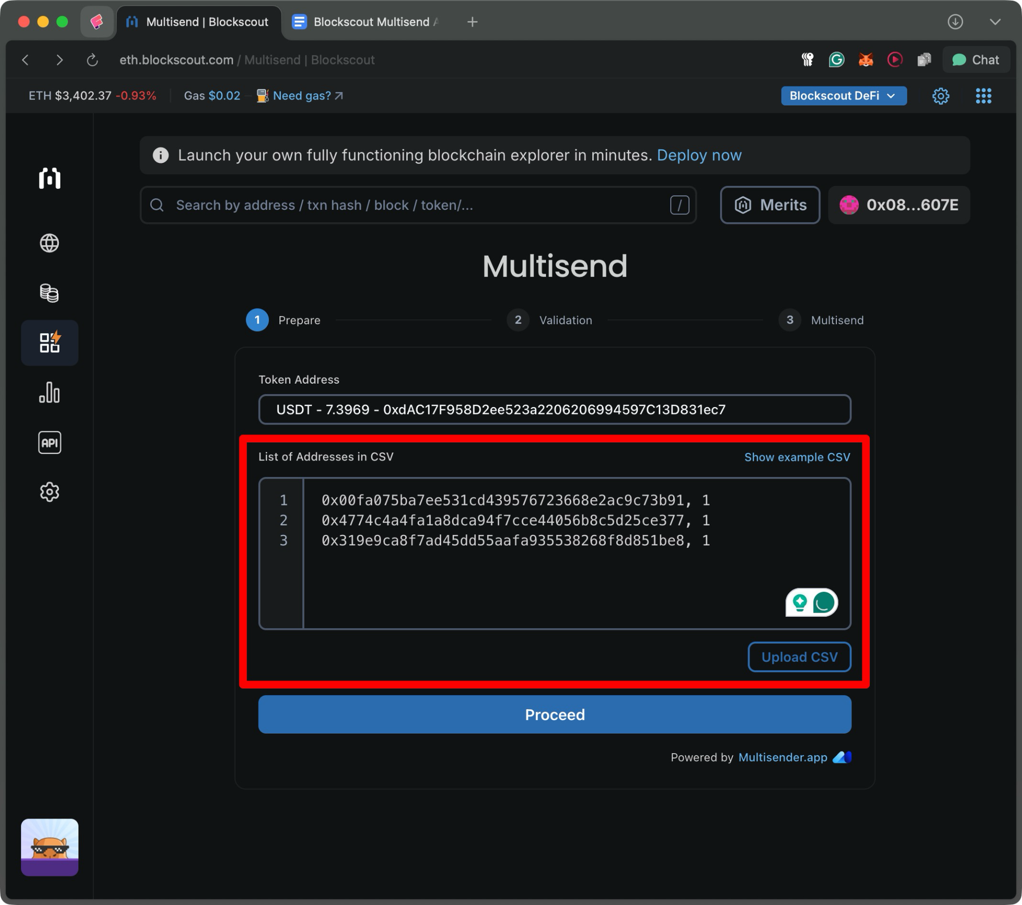 send to multiple addresses in one batch transaction