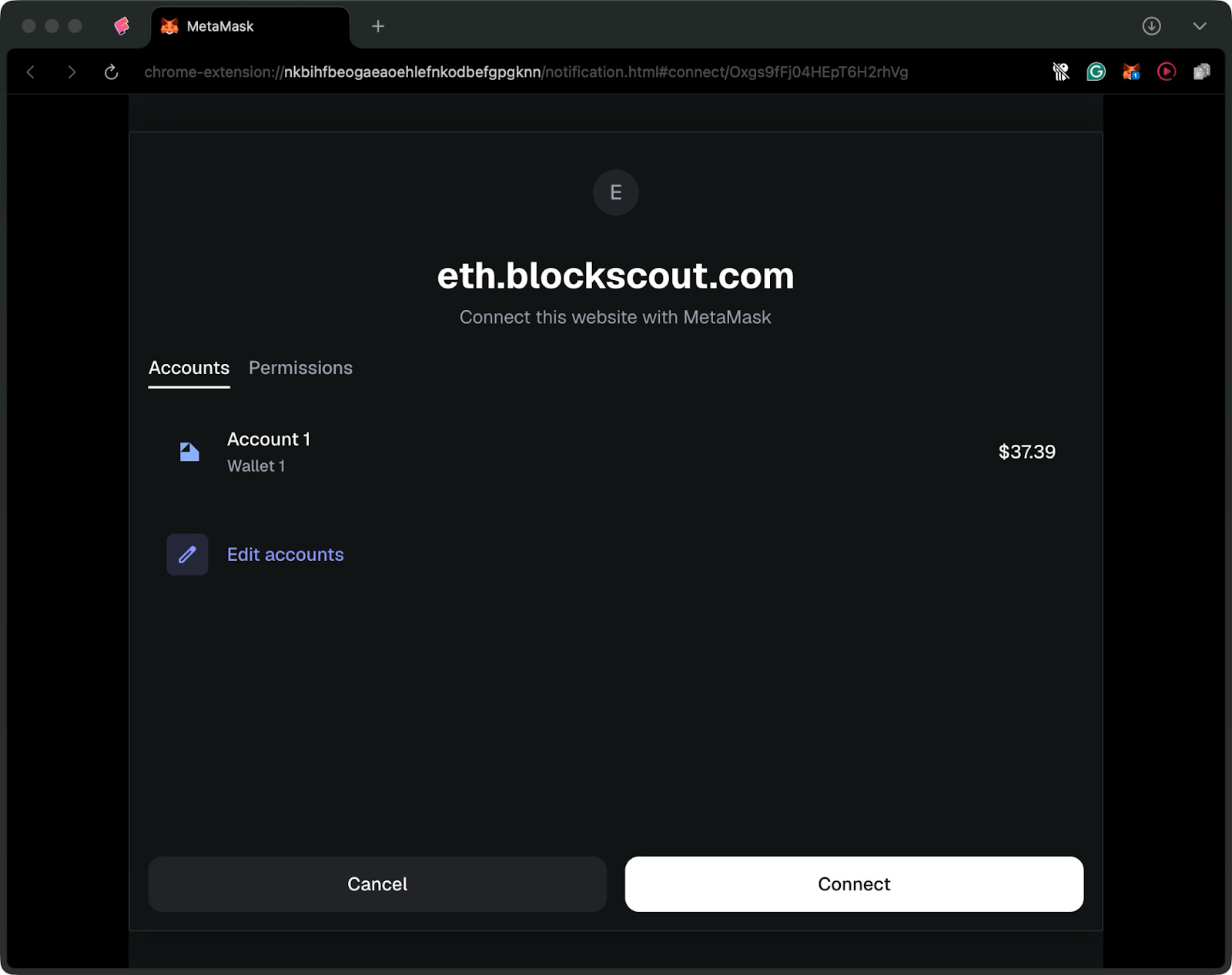 connect wallet block explorer eth mainnet
