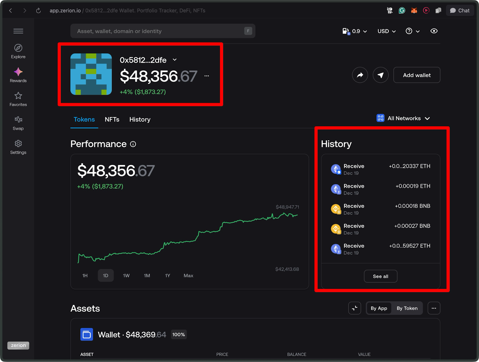 access zerion on block epxlorer