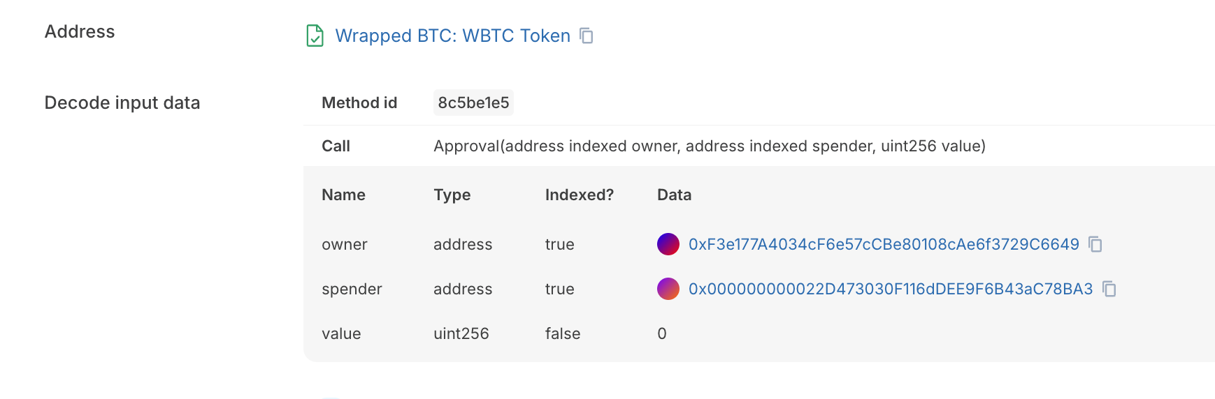 logs on block explorer show approval token dapp permissions transaction