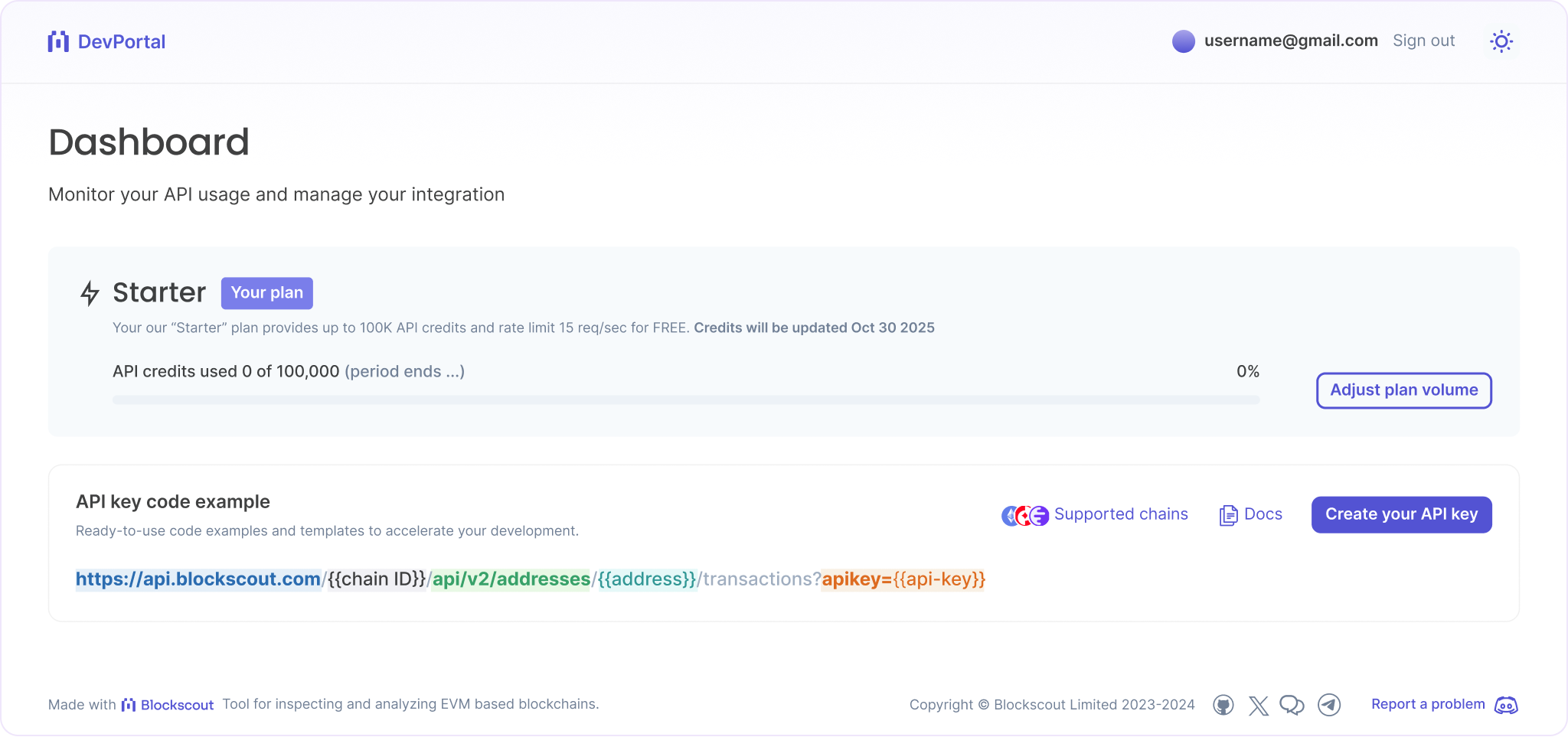 dashboard api blockscout multichain